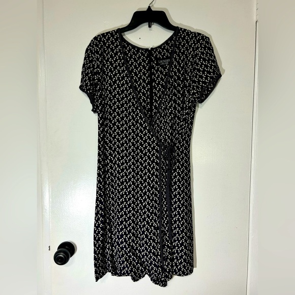 VTG Laundry by Shelli Segal Coquette Bow Blue & White Wrap Culotte Romper  Sz 12 - Picture 1 of 14